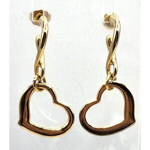 Gold-Plated Heart Drop Earrings With Twisted Hook Design